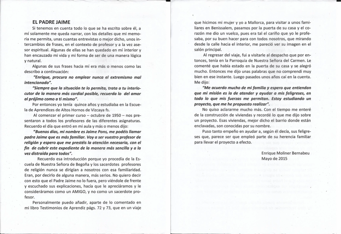 Testimonio de Enrique Moliner Bernabeu